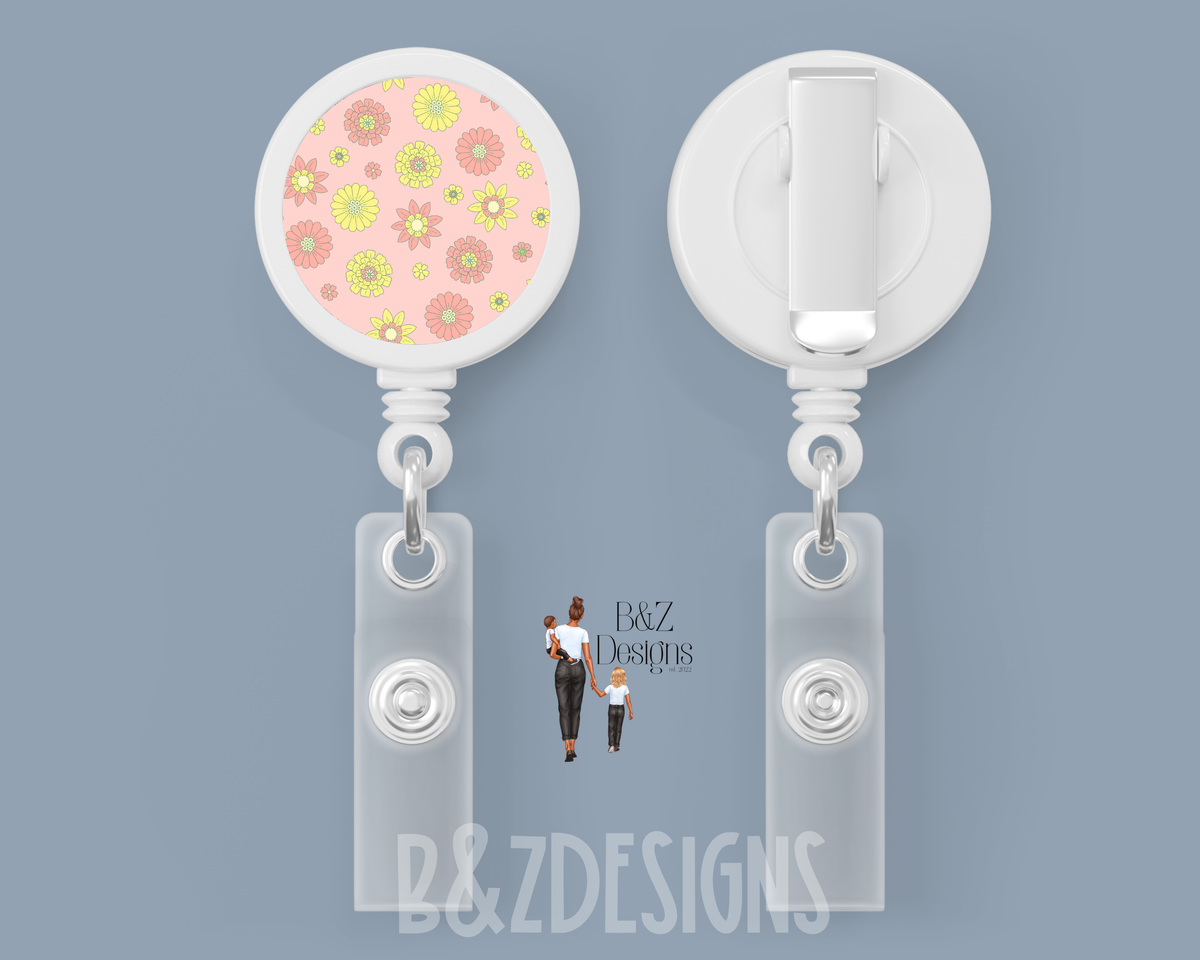 Flowers Retractable Badge Reel