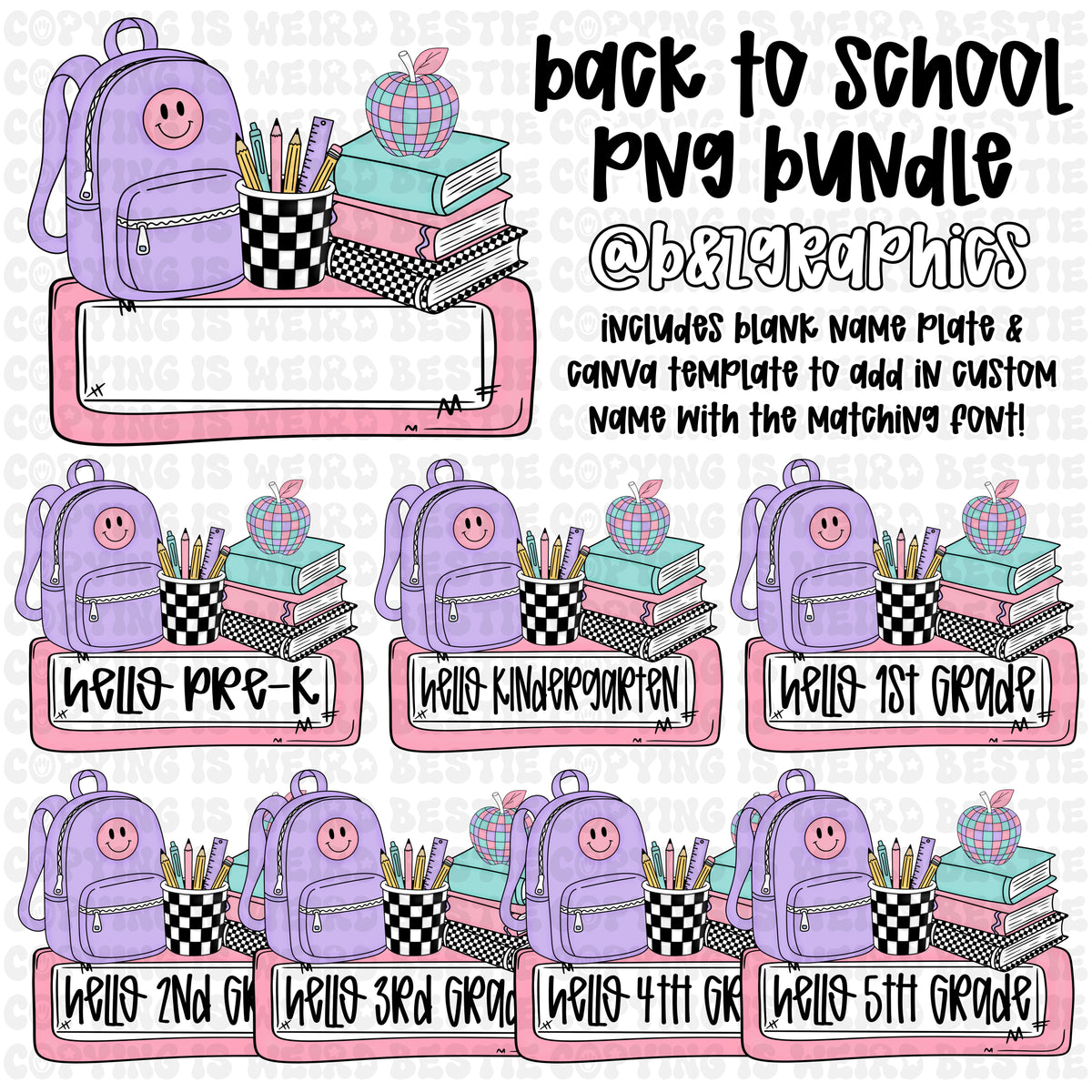 Girls BTS PNG Bundle & Template