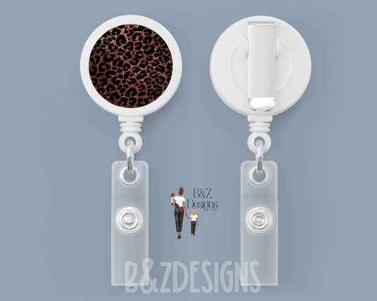 Glitter Leopard Retractable Badge Reel