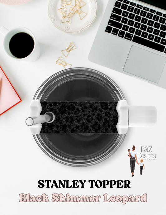 Black Glitter Leopard Stanley Topper