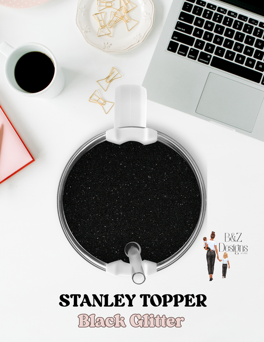 Black Glitter Round Stanley Topper