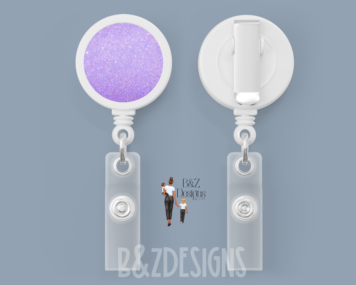 Glitter (6 Options) Retractable Badge Reel