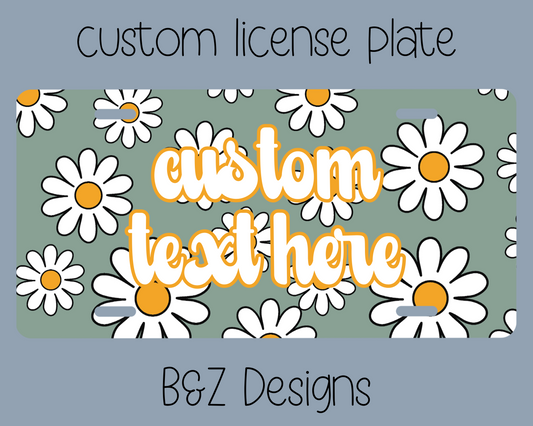 Custom Groovy Flowers License Plate