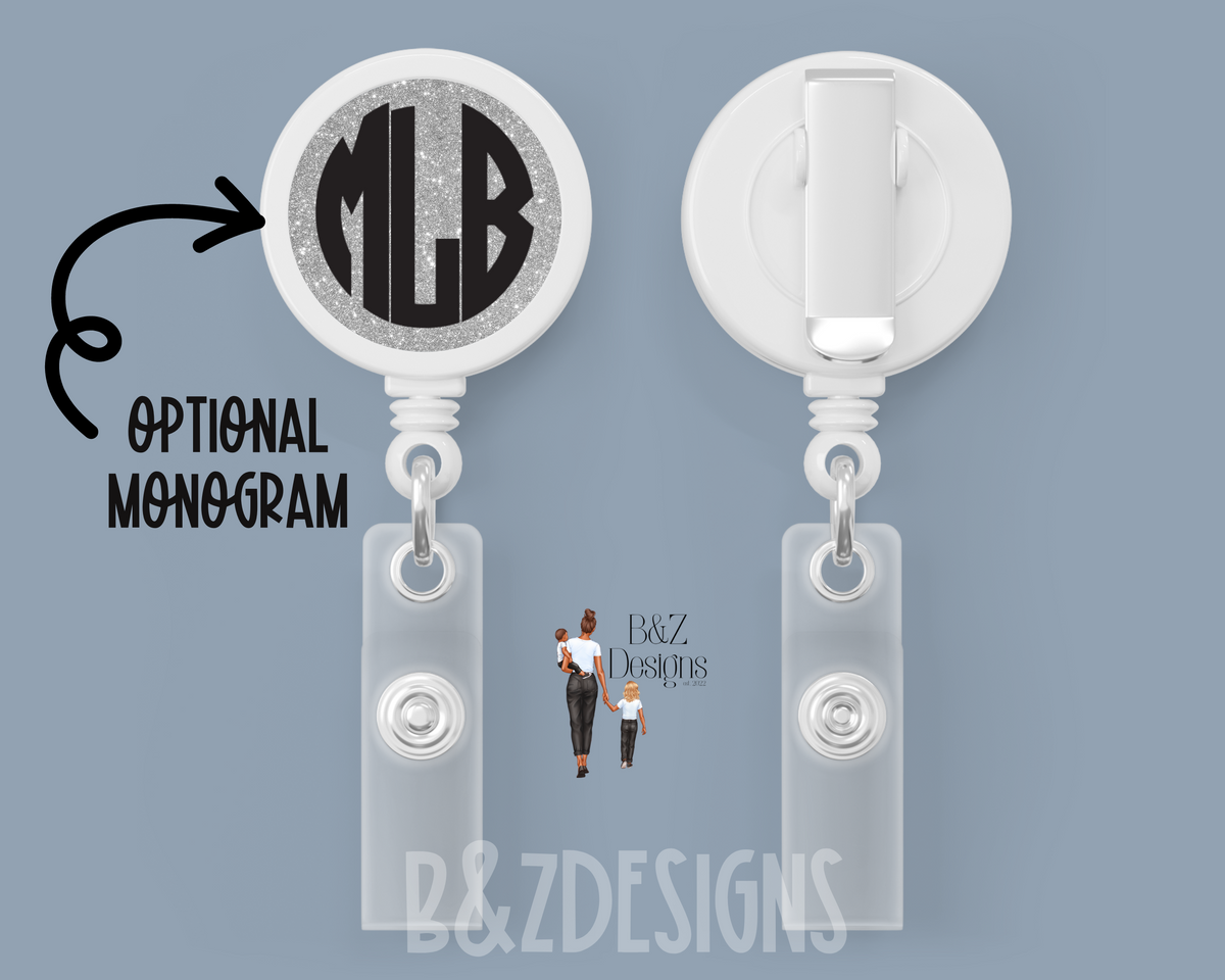 Glitter (6 Options) Retractable Badge Reel