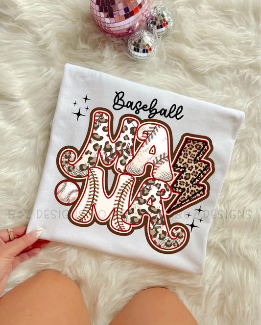 Leopard Retro Baseball Mama