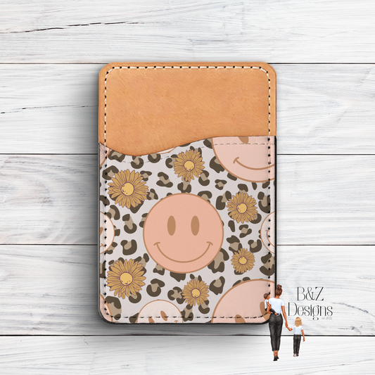 Boho Leopard & Smileys Phone Card Holder