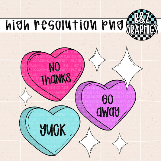 Anti-Valentines Candy Hearts PNG