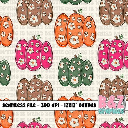 Floral Pumpkins Seamless