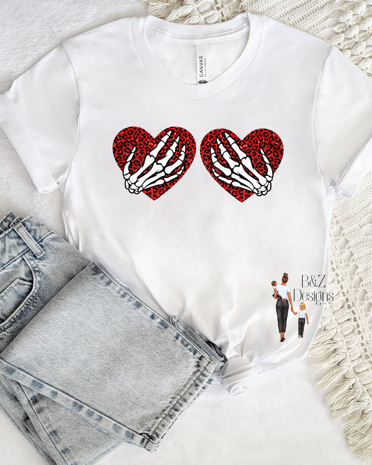 Skeleton Hands On Boob Hearts