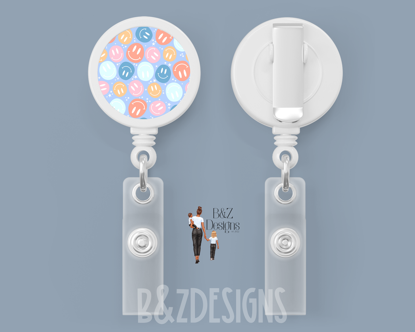 Retro Smileys Retractable Badge Reel