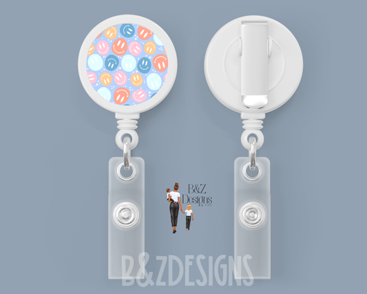Retro Smileys Retractable Badge Reel