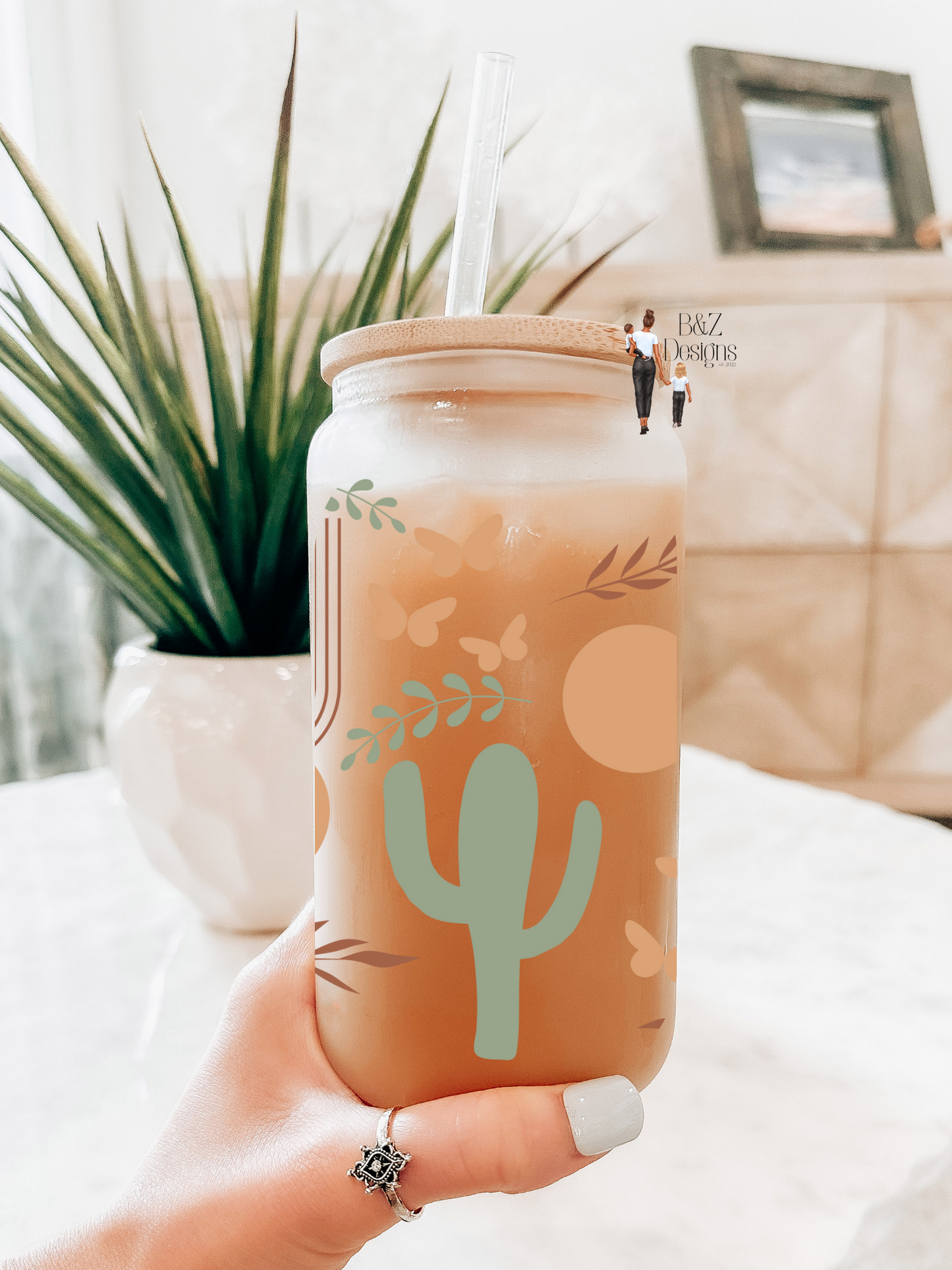 16oz Boho Glass Cup