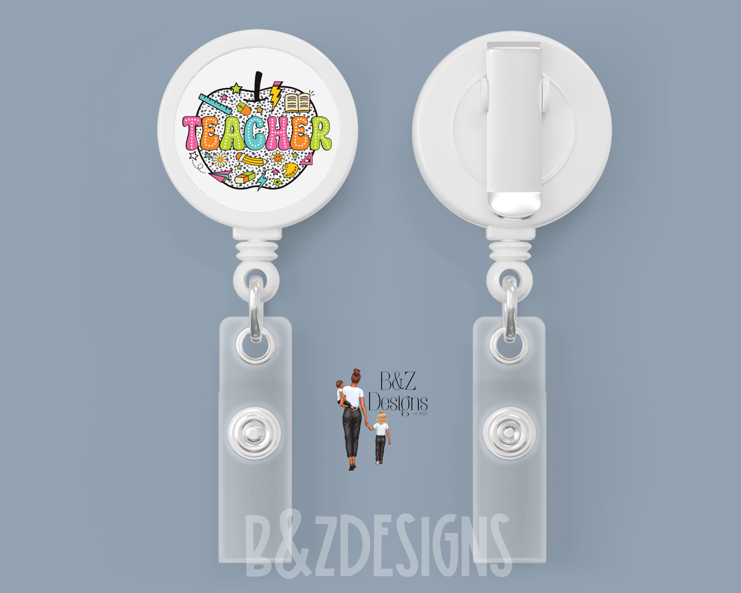 Retro Teacher Retractable Badge Reel